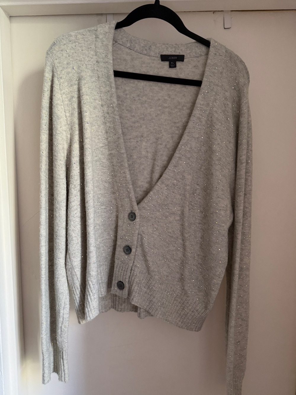 J. Crew Light Gray Sparkle V-Neck Cardigan
